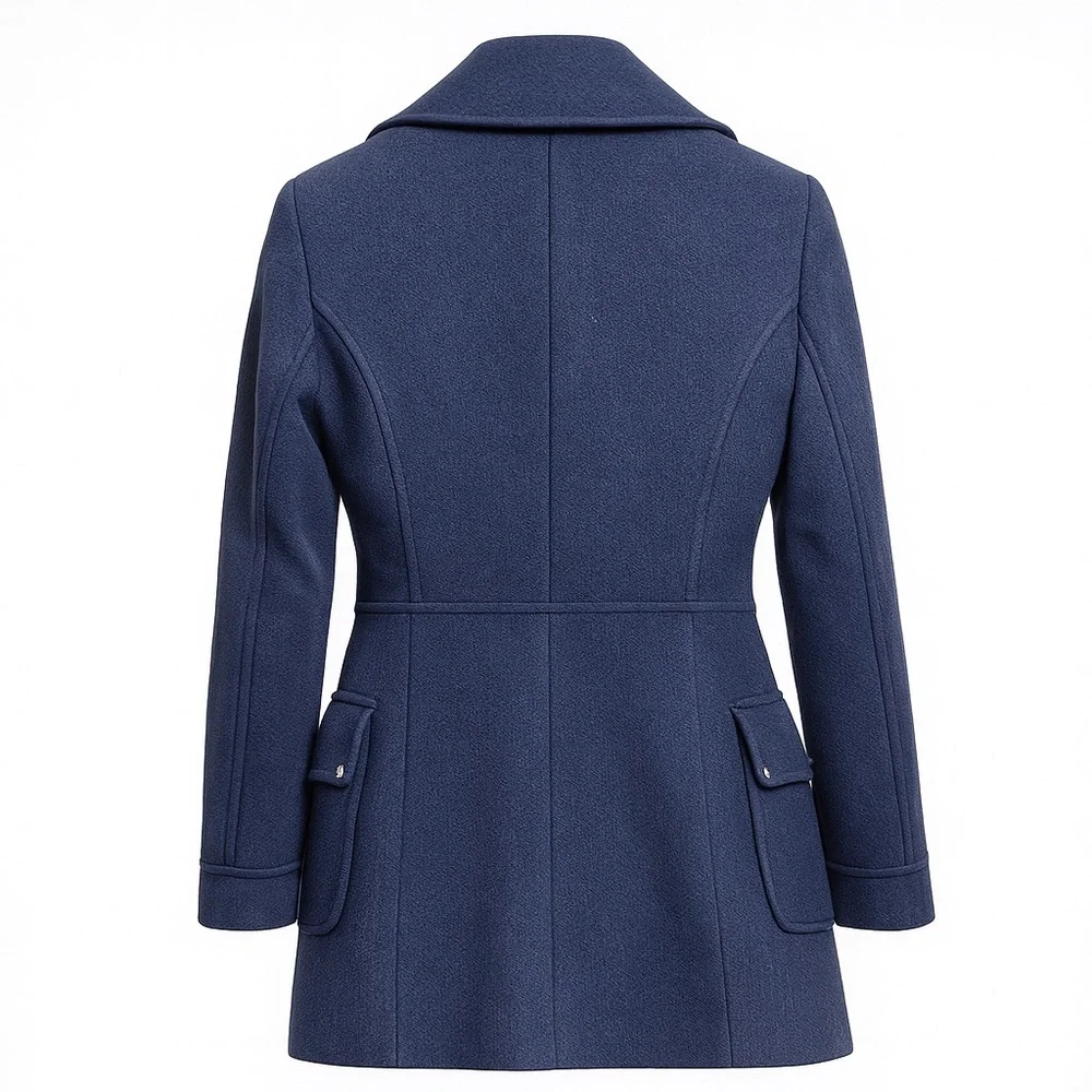 Love Moschino Navy Wool Coat – Classic Tailored Designer Style Size S - Picture 3 of 14